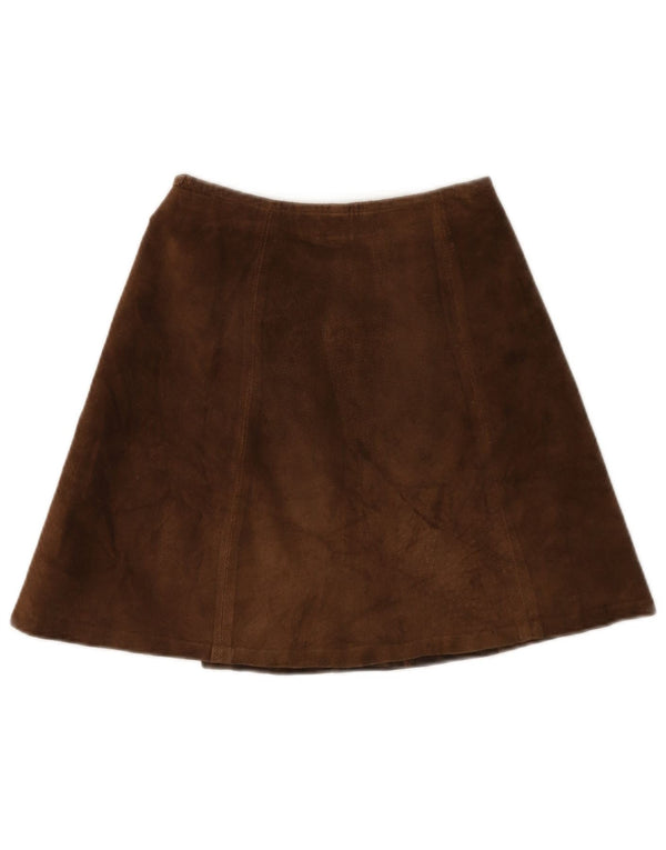 Vintage Dame Ruskind Mini Wrap Skirt IT 42 Medium W26 Brunt Læder
