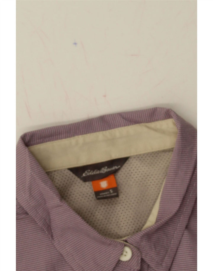 EDDIE BAUER Womens Short Sleeve Shirt UK 10 Small Purple Gingham Polyester Vintage Eddie Bauer and Second-Hand Eddie Bauer from Messina Hembry 