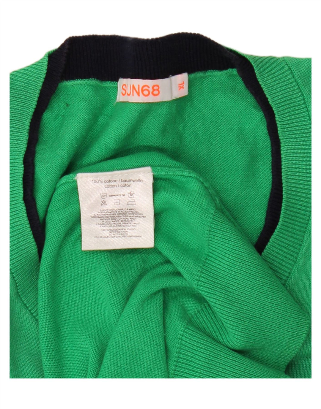Sun68 Herre V-hals sweater XL Grøn Bomuld