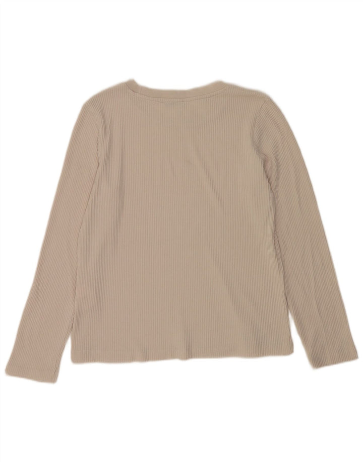 Zara Womens Regular Top Langærmet UK 14 Medium Beige Polyester