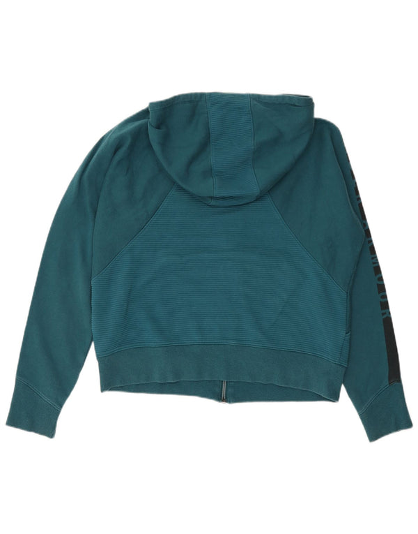 Under Armour Dame Crop Zip Hoodie Sweater UK 16 Large Green Colourblock