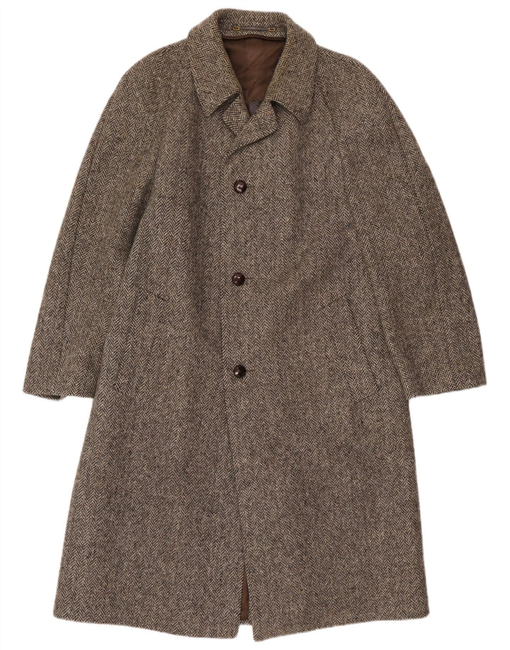 Crombie Herre Overfrakke UK 36 Small Brown Sildeben Ny Uld