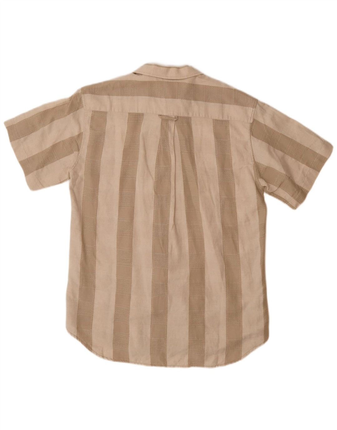 WALBUSCH Kortærmet skjorte til mænd Størrelse 39/40 Medium Beige Stribet hør