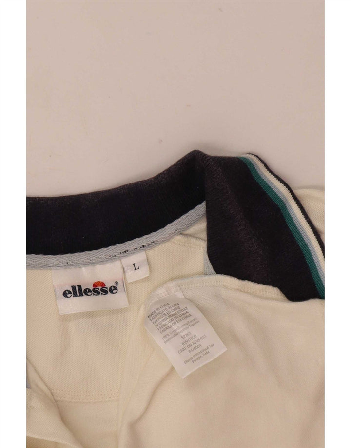 Ellesse Herre Polo Shirt Large Off White Bomuld