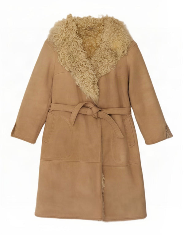 Vintage Dame Shearling Coat UK 8 Small Beige