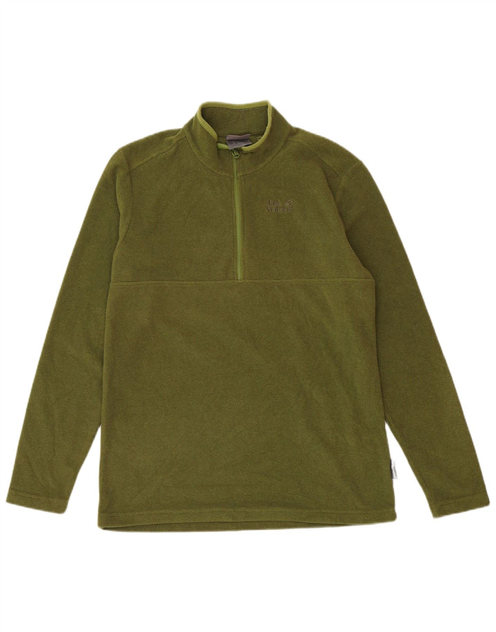JACK WOLFSKIN Mens Zip Neck Fleece Jumper Medium Green Polyester