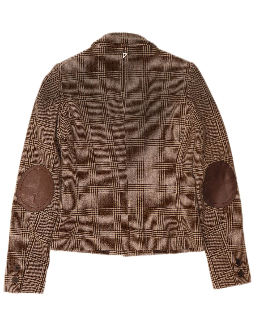 Dondup Dame 6 Button Blazer Jacket IT 42 Medium Brown Houndstooth Uld