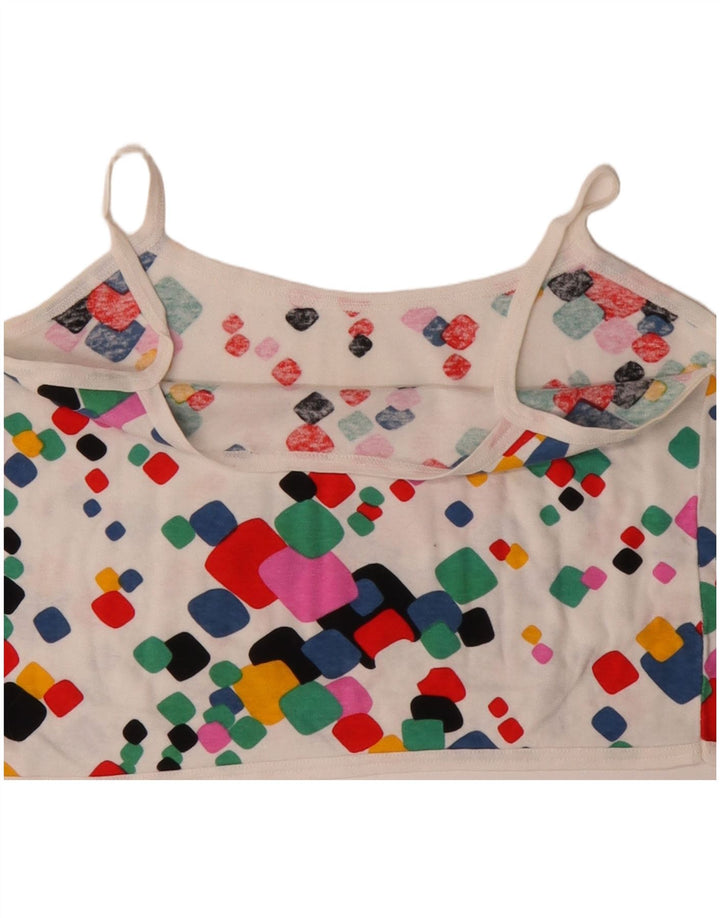 VINTAGE Womens Crop Cami Top UK 10 Small Multicolored Geometric