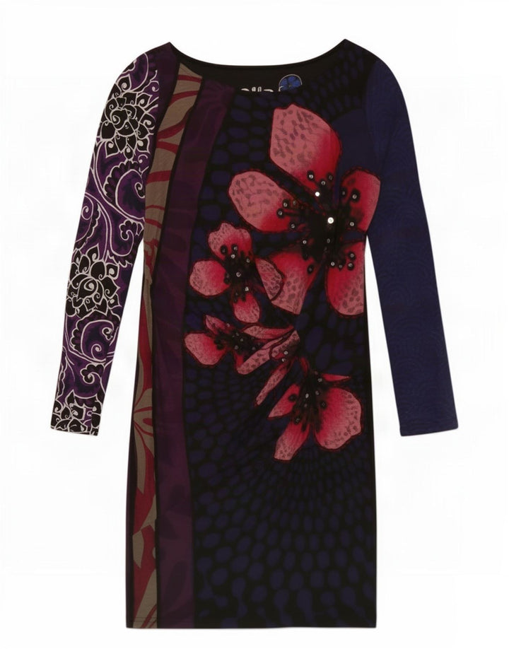 Desigual Kvinders Abstrakt Mønster Skede Kjole UK 12 Medium Flerfarvet