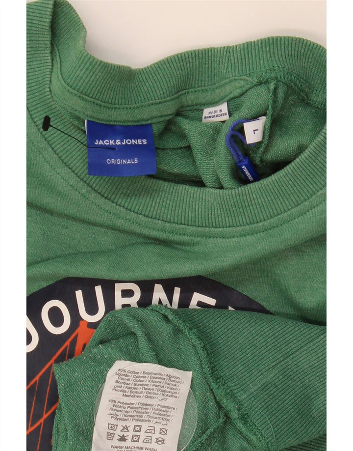 JACK & JONES Grafisk sweatshirt til mænd, stor grøn bomuld