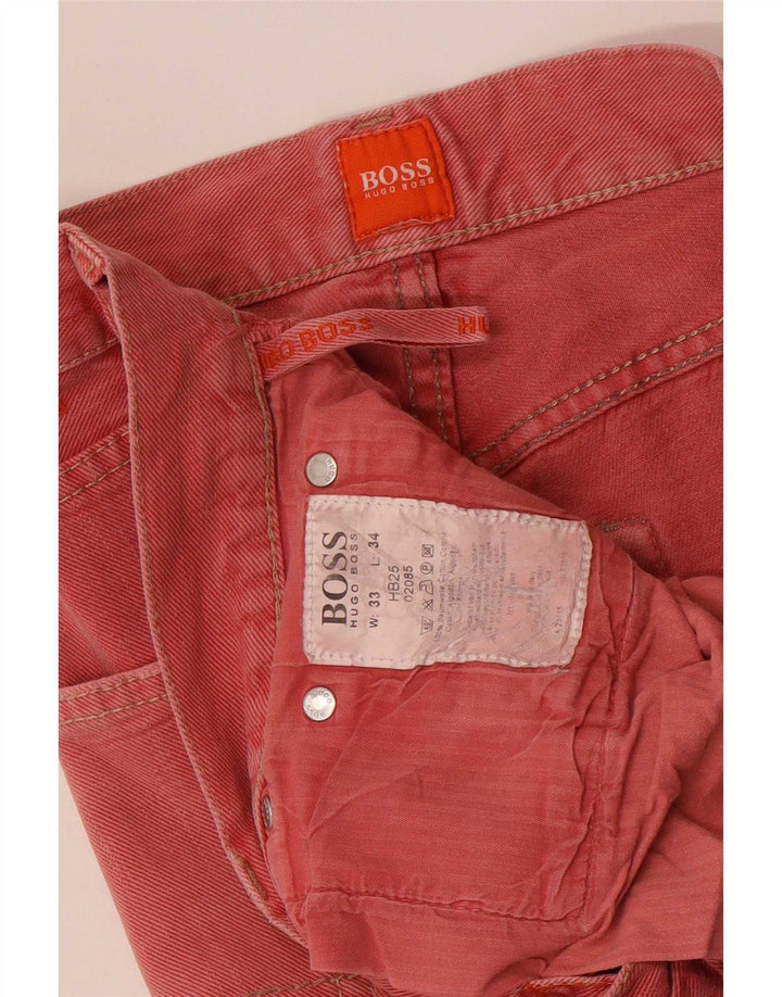 Hugo Boss Straight Jeans til mænd W33 L34 Pink Bomuld