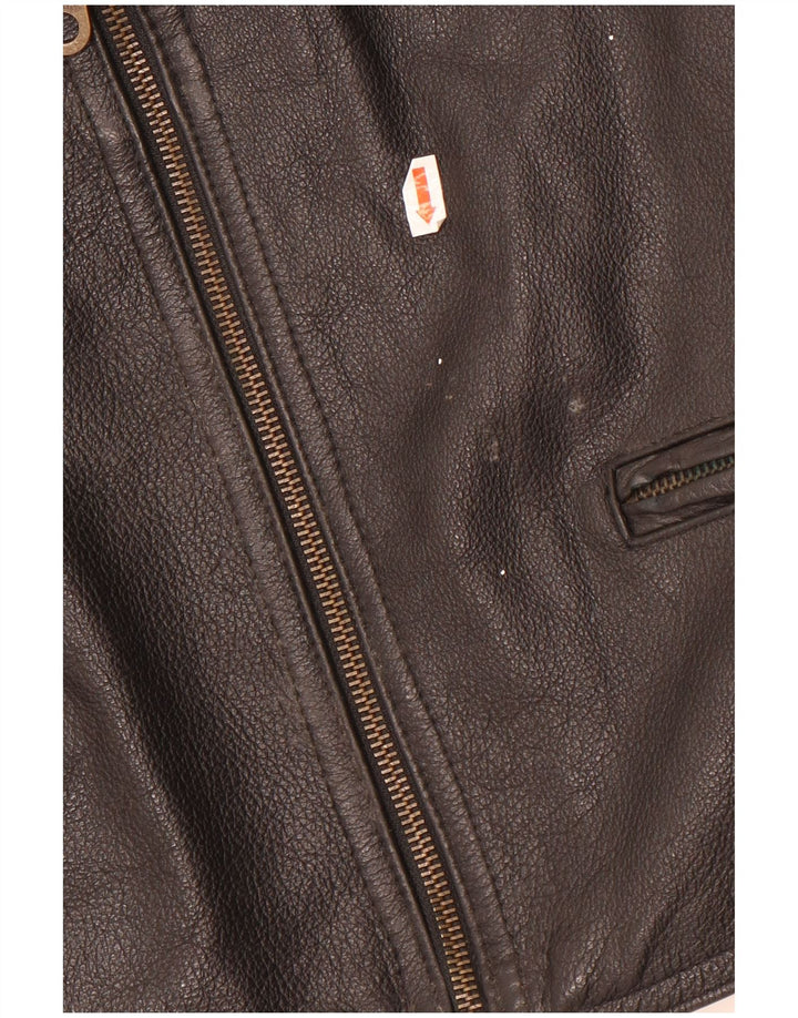 Vintage herre almindeligt lædervest Medium sort læder