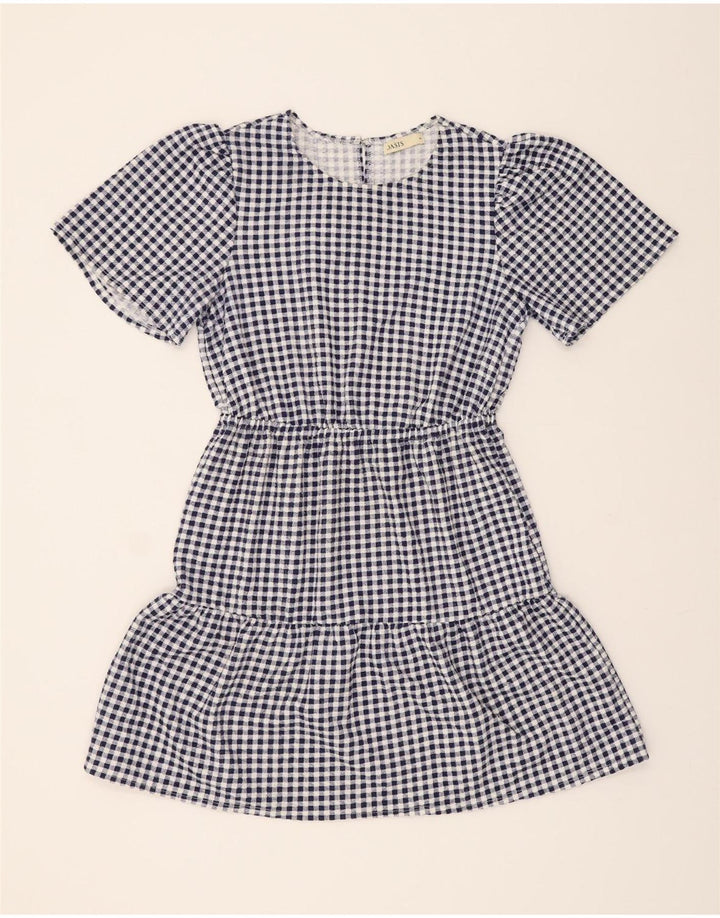 OASIS Womens Tiered Dress UK 12 Medium Navy Blue Gingham Polyester Vintage Oasis and Second-Hand Oasis from Messina Hembry 