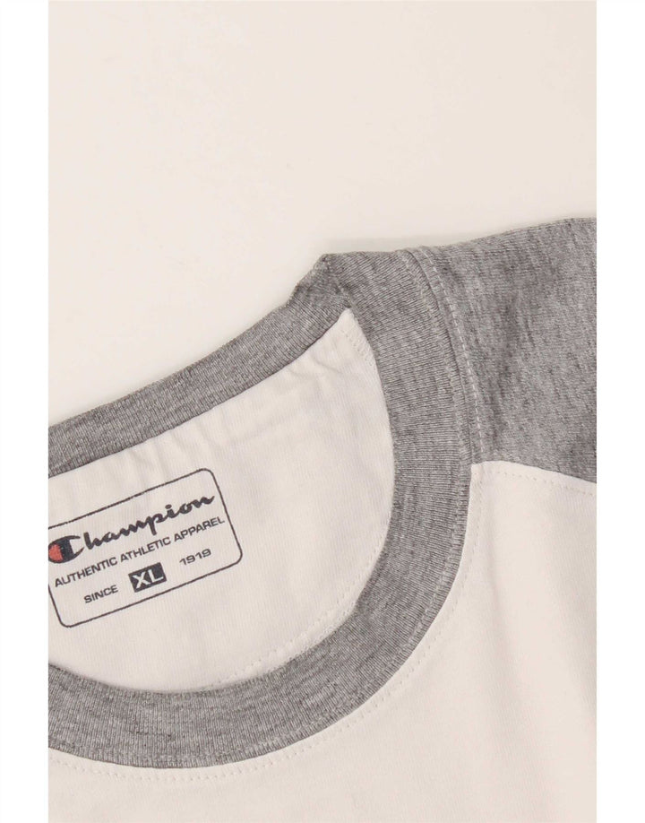 Champion Herre Grafisk T-Shirt Top XL Hvid Colourblock