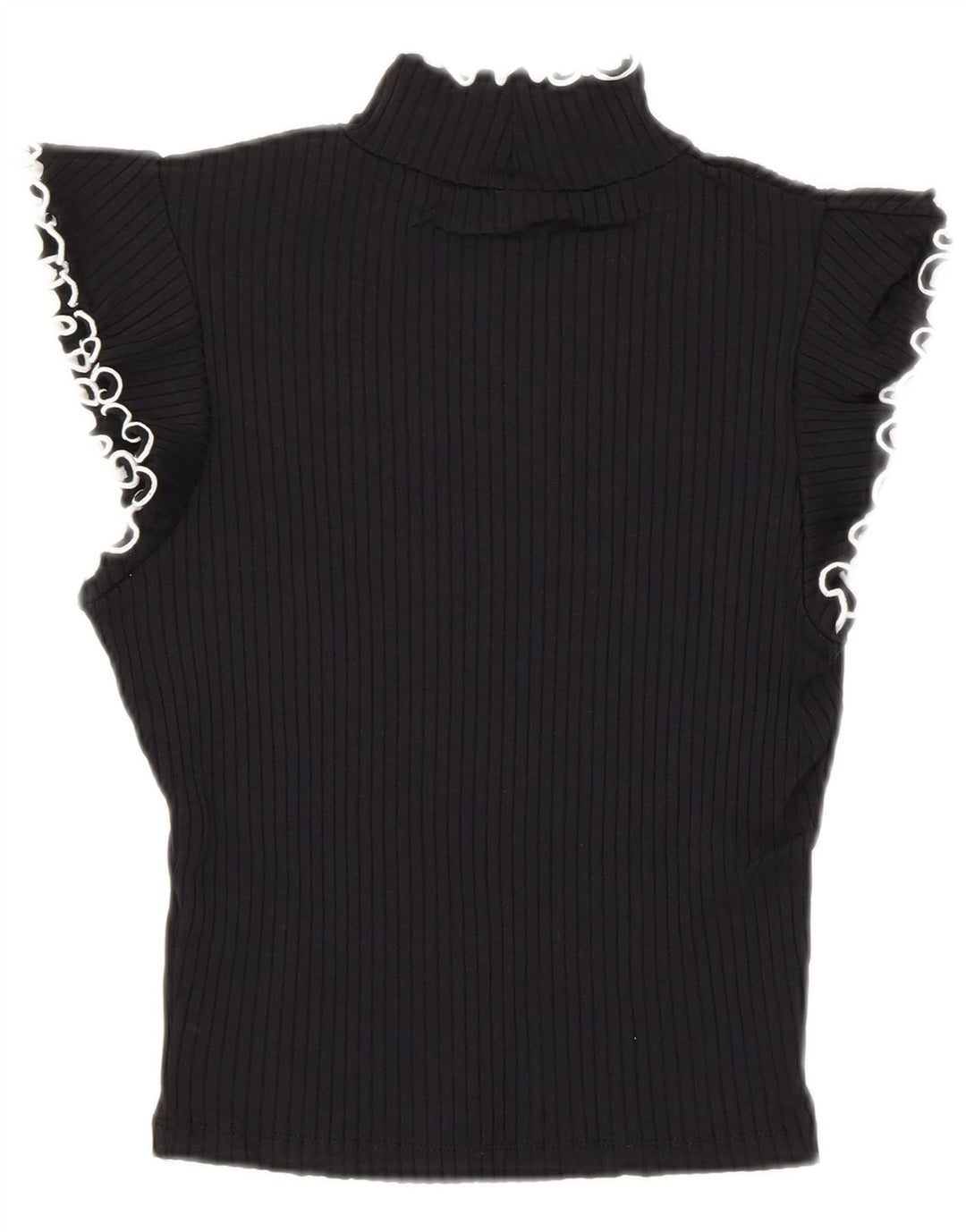 Zara Womens Crop Bluse Top UK 8 Small Black Polyamide