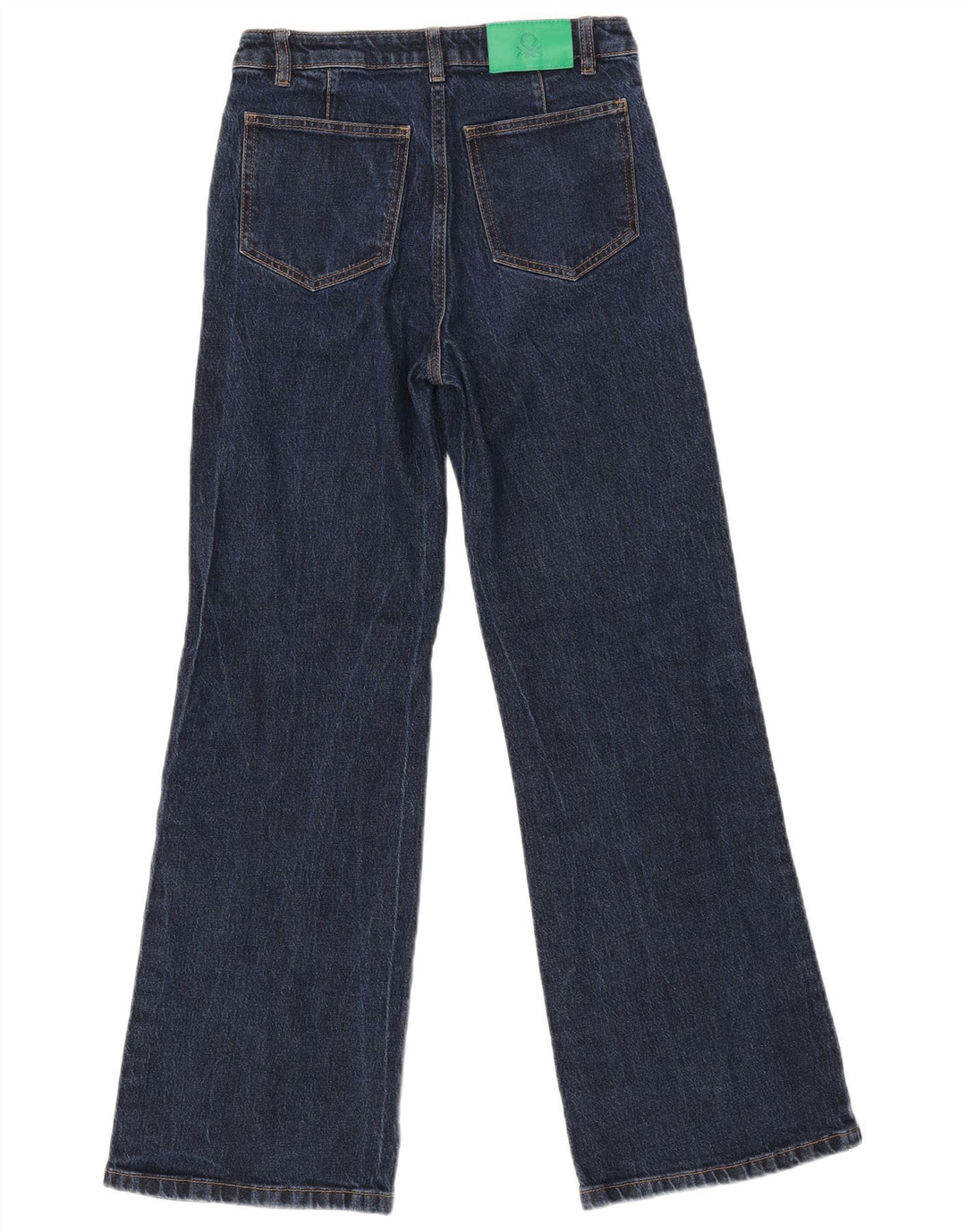 BENETTON Dame Flared Jeans UK 6 XS W28 L30 Marineblå Bomuld