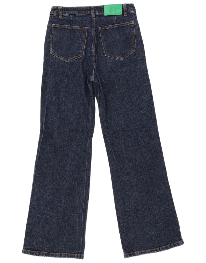 BENETTON Dame Flared Jeans UK 6 XS W28 L30 Marineblå Bomuld