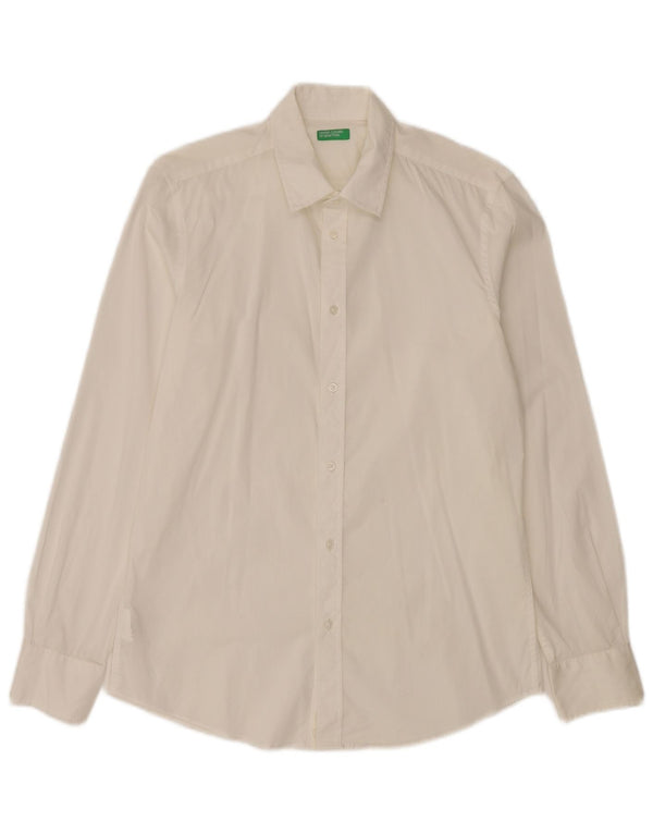 Benetton Herreskjorte Medium Off White Bomuld