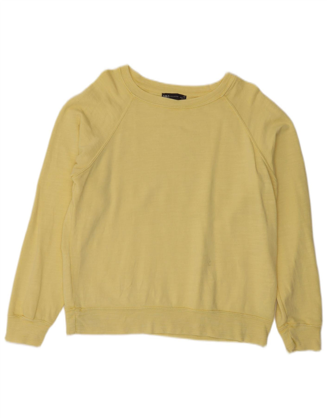 Marks & Spencer Dame Sweatshirt Jumper UK 14 Stor Gul Bomuld