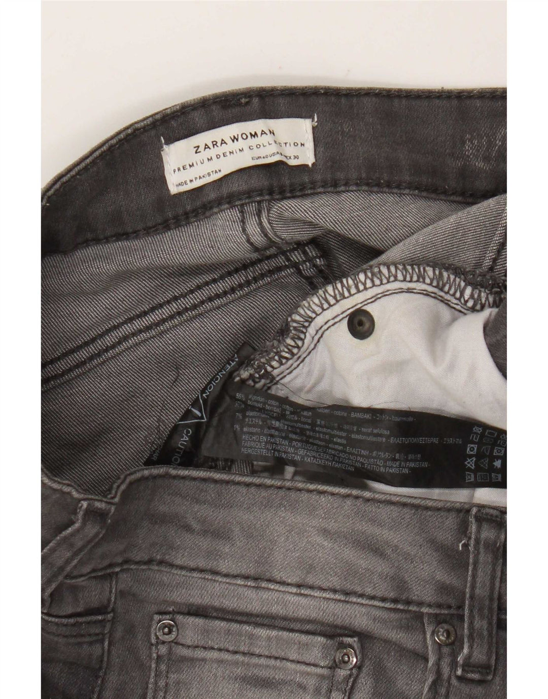 Zara Womens Cropped Jeans EU 40 Medium W30 L25 Grå Bomuld
