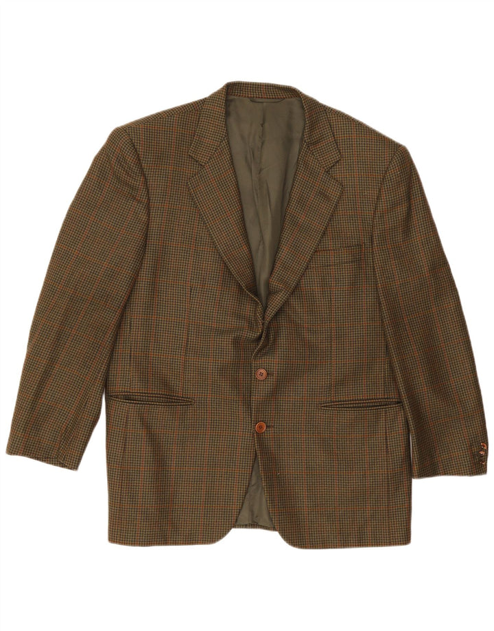 Galtrucco Herre Regular Fit Blazer Jacket IT 50 Large Khaki Houndstooth