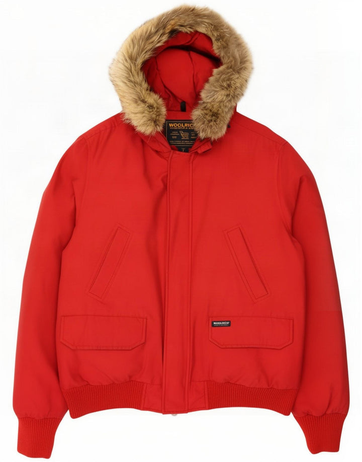 Woolrich Herre hættepolstret jakke UK 40 Large Red Cotton