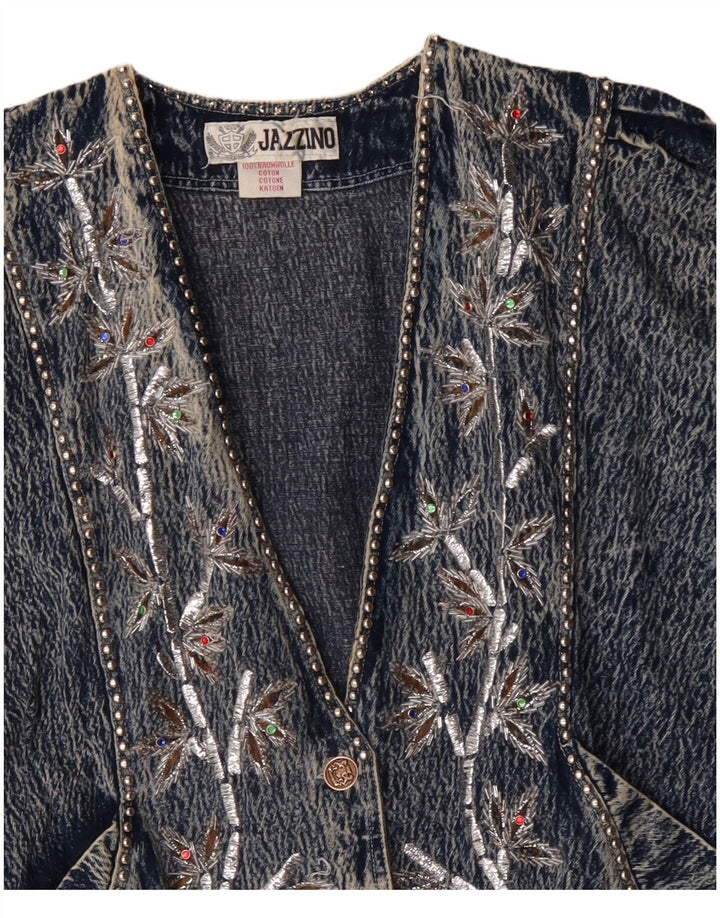 JAZZINO Dame 3/4 ærmet oversized denimjakke UK 18 XL Blue Floral