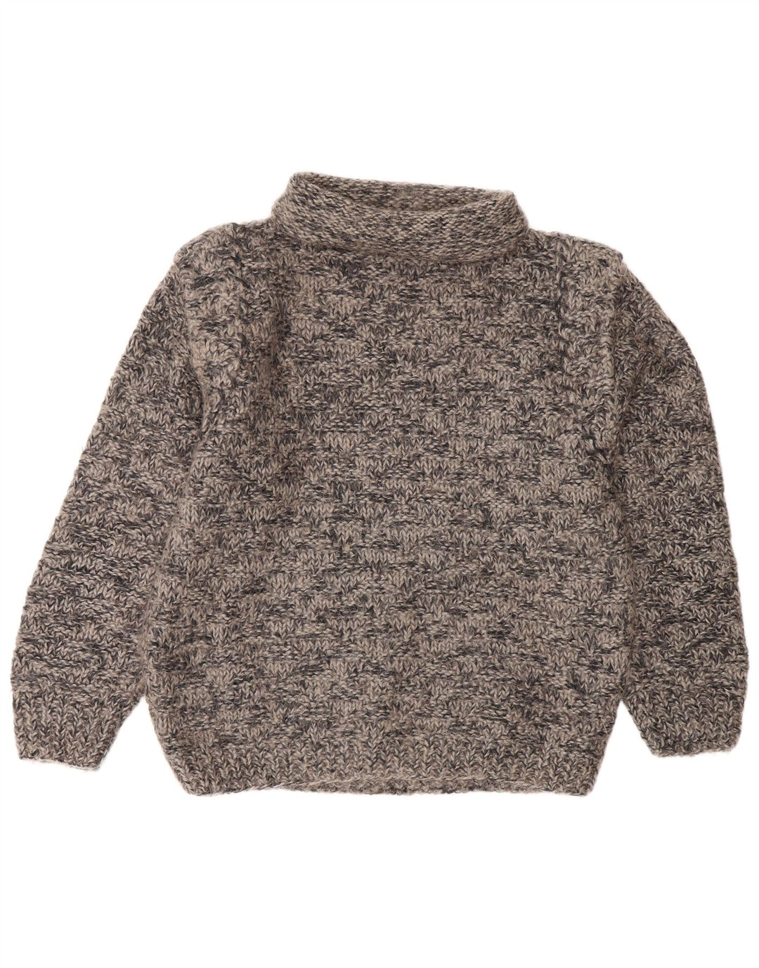 Vintage Dame Roll Neck Jumper Sweater UK 14 Large Grey Flecked