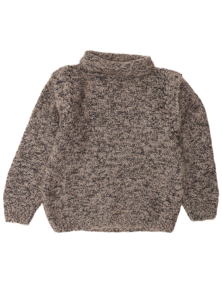 Vintage Dame Roll Neck Jumper Sweater UK 14 Large Grey Flecked