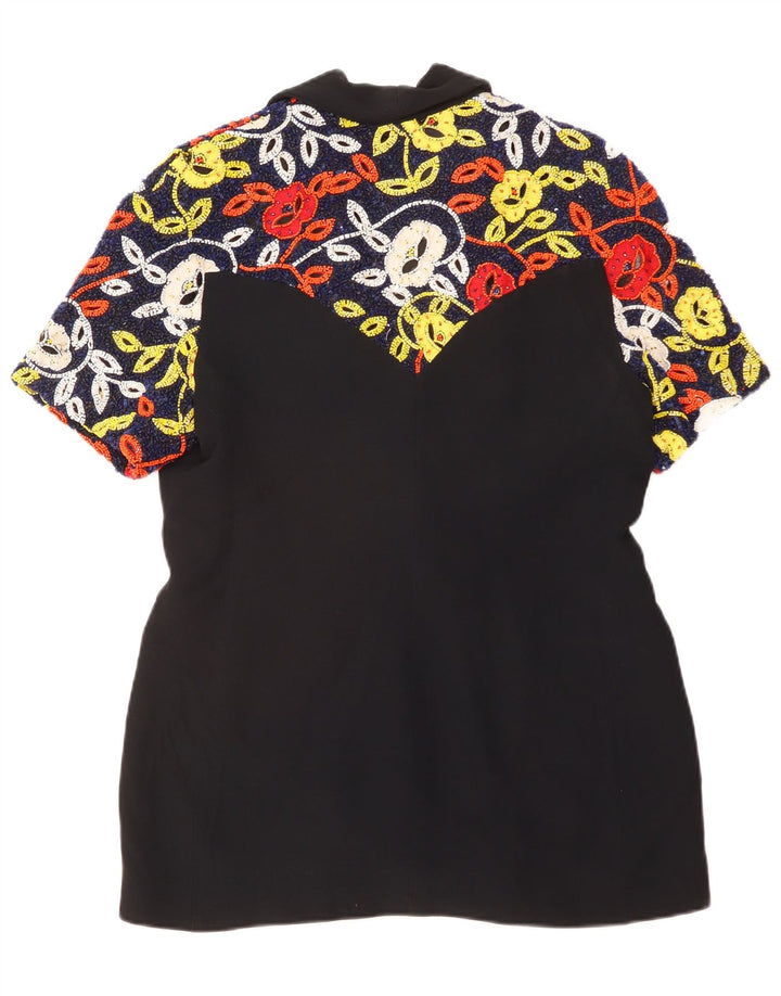 Gai Mattiolo Dame 1 Knap Blazer Jakke IT 48 XL Sort Blomster