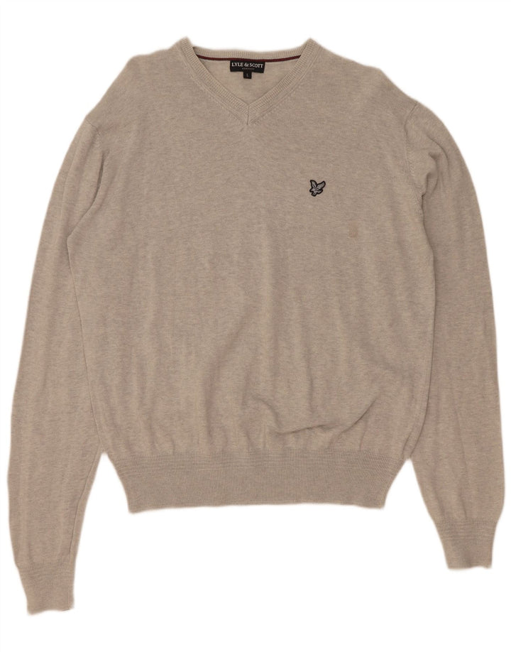 Lyle & Scott Heritage Heritage V-hals sweater Stor grå bomuld