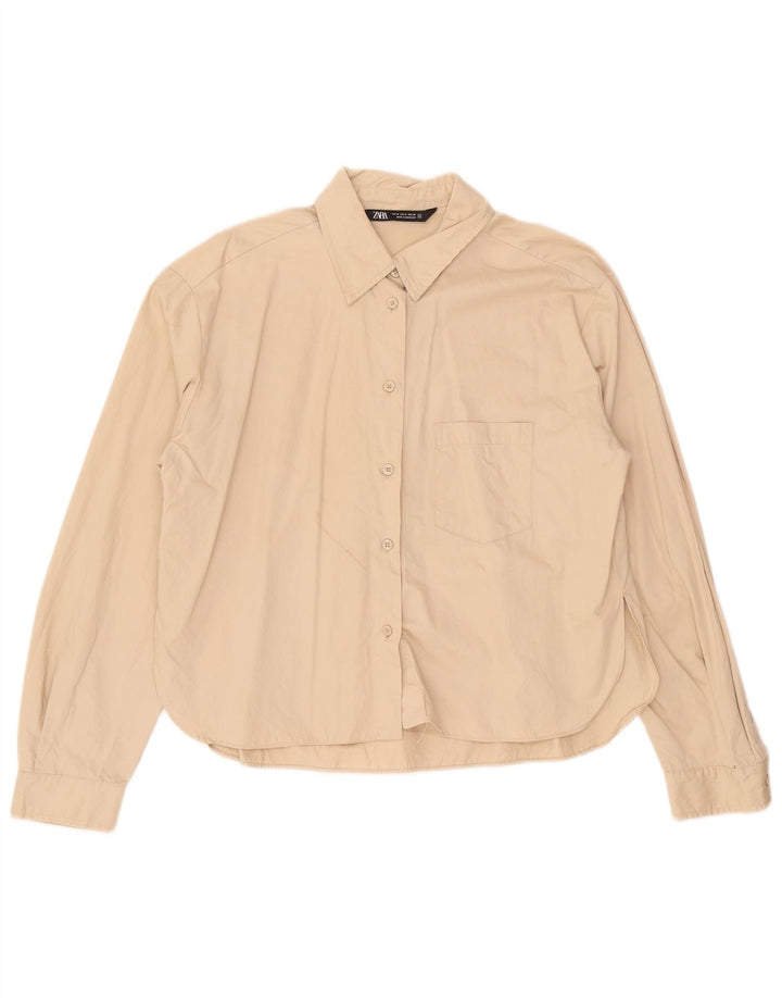 Zara Dameskjorte UK 14 Medium Beige Bomuld