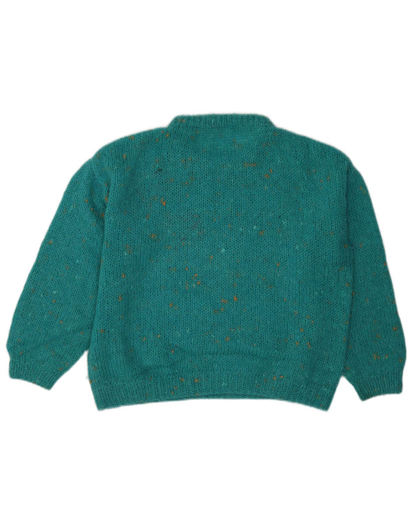 Vintage dame sweater med rund hals DK 16 store blå flækkede