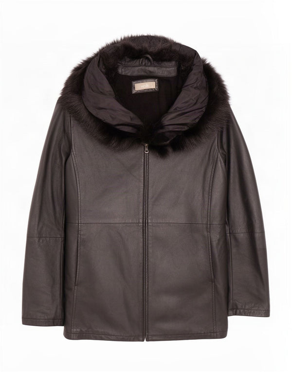 Wallis Dame Oversized Læderfrakke UK 10 Small Black