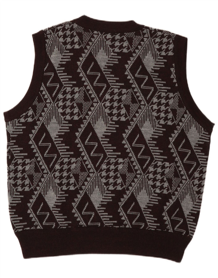 Vintage herrevest tanktop stor sort geometrisk
