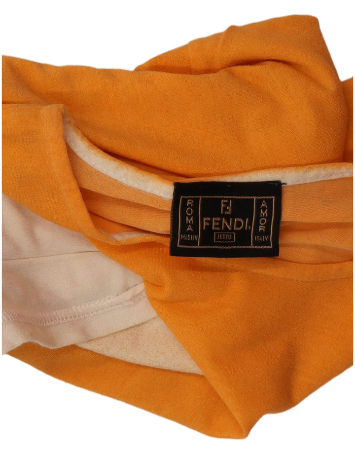 FENDI T-shirt top til kvinder IT 44 Medium Orange Colourblock Bomuld