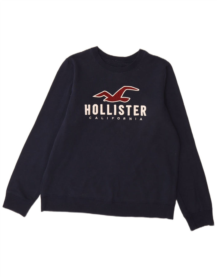 Hollister Herre grafisk sweatshirt Jumper Medium marineblå bomuld