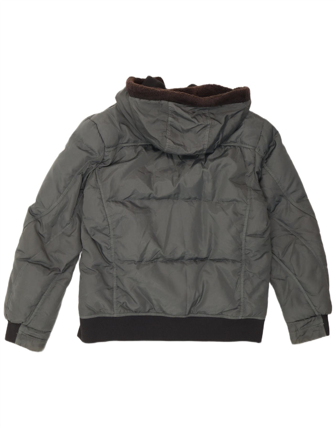 Gas Herre Hooded Bomber Polstret Jakke UK 40 Large Grå Polyamid