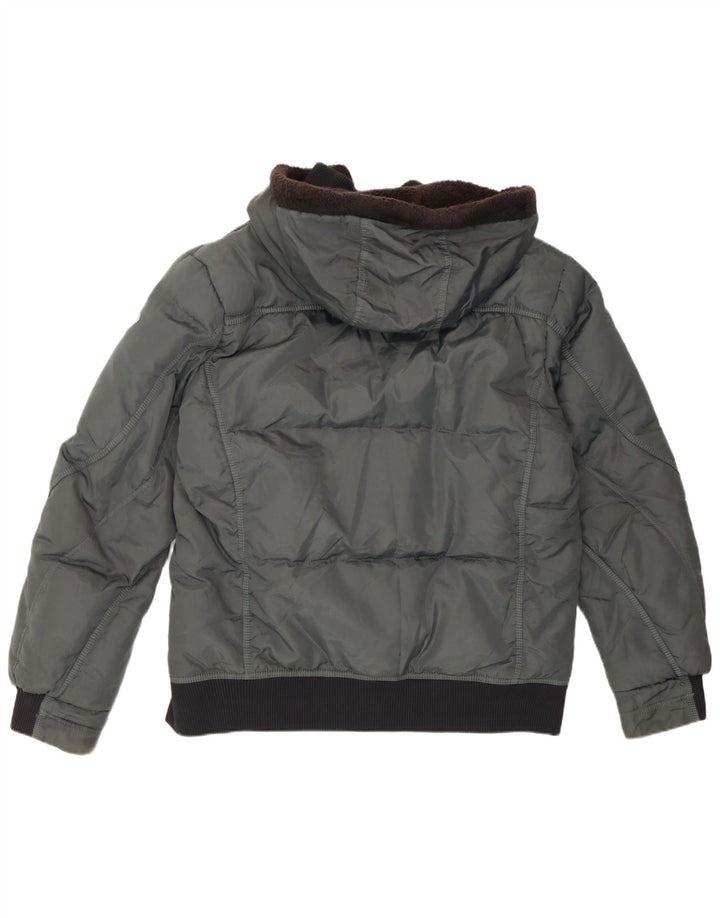 Gas Herre Hooded Bomber Polstret Jakke UK 40 Large Grå Polyamid