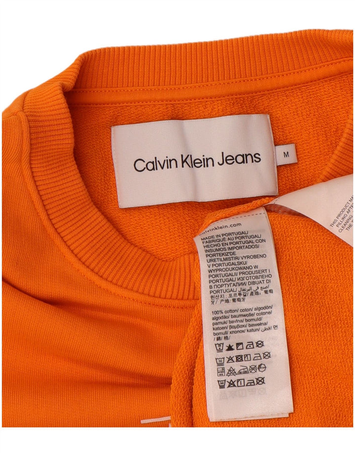 Calvin Klein Jeans Herre Grafisk Sweatshirt Jumper Medium Orange Bomuld