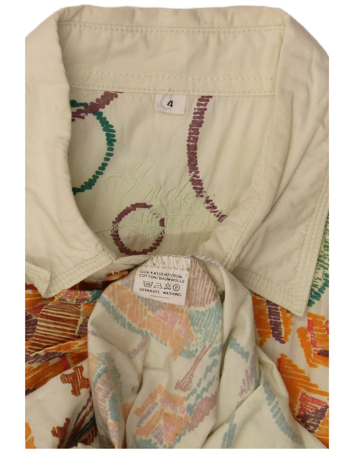 Vintage herreskjorte 2XL råhvid geometrisk bomuld