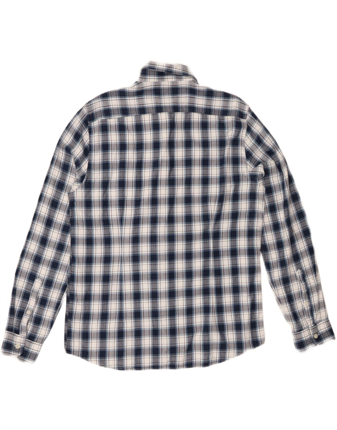 REISS Herre Regular Fit Flannel Shirt XL Marineblå ternet bomuld