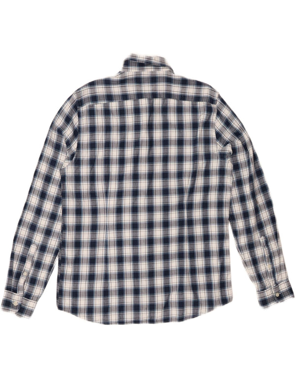 REISS Herre Regular Fit Flannel Shirt XL Marineblå ternet bomuld