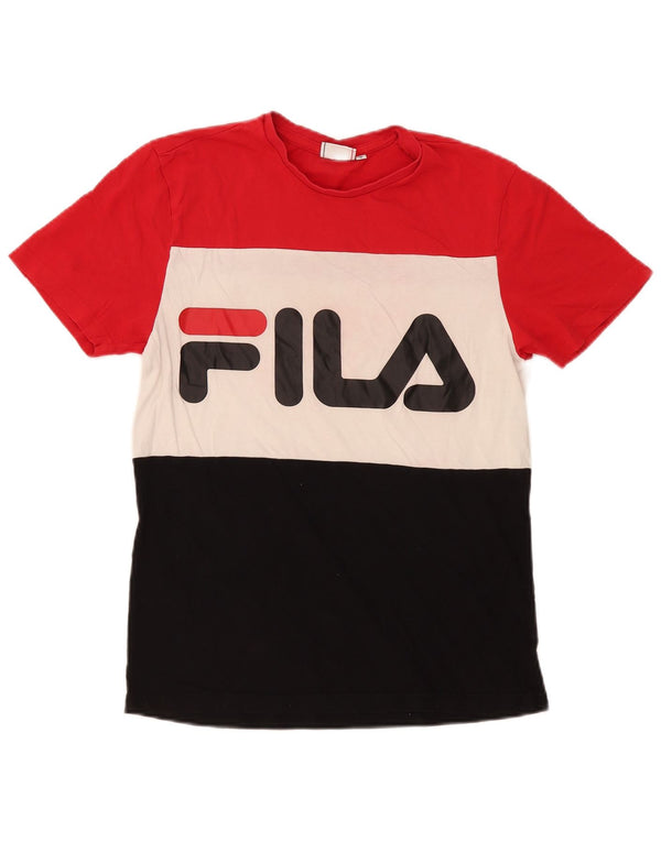 Fila Mens Graphic T-Shirt Top Small Multicoloured Colourblock Cotton