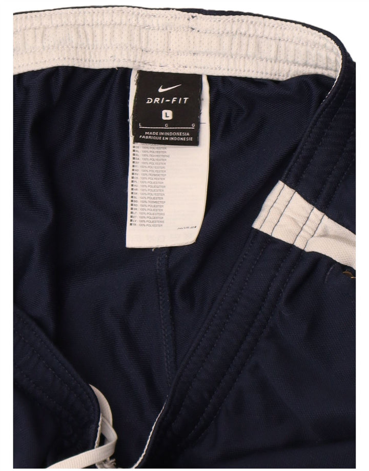Nike Herre Dri Fit træningsdragt Bukser Large Navy Blue Colourblock Polyester