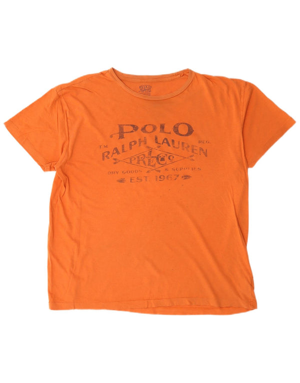 Polo Ralph Lauren Herre grafisk T-shirt Top Medium Orange Bomuld
