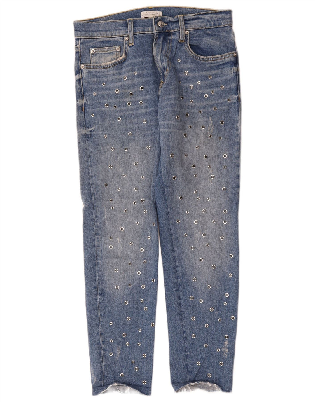 Zara Dame Slim Jeans EU 34 2XS W24 L26 Blå Plettet