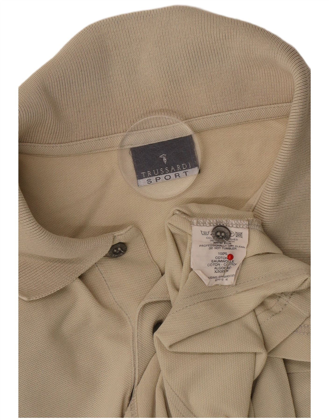 Trussardi herre poloshirt XL beige bomuld