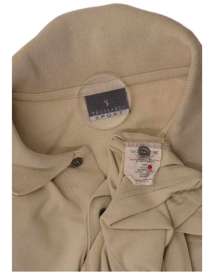 Trussardi herre poloshirt XL beige bomuld