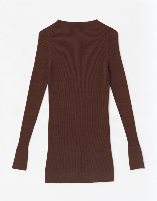 Massimo Dutti Dame Longline Cardigan Sweater UK 10 Lille Brun Uld